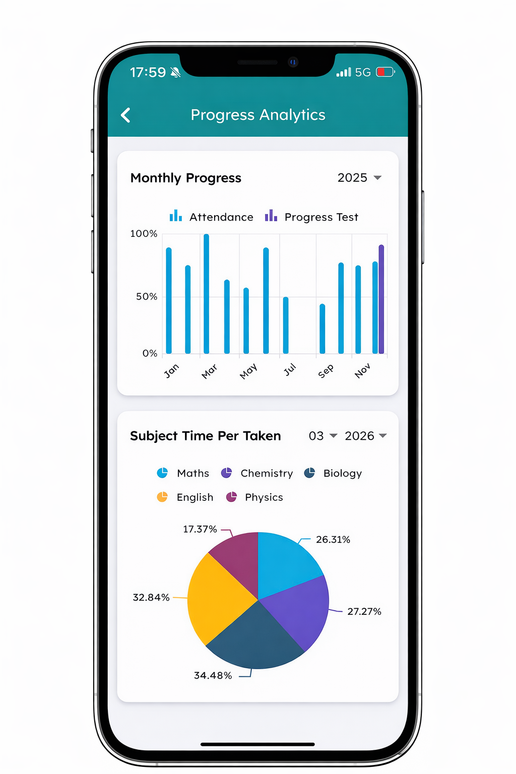 Student portal app screenshot