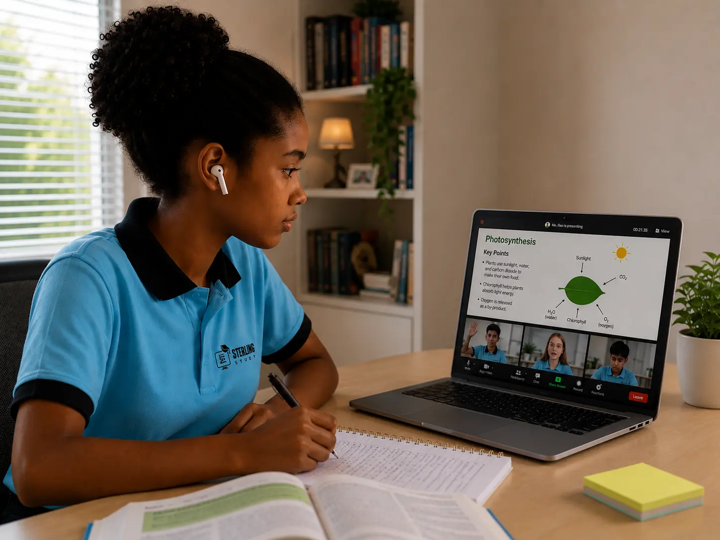 Student attending a live online GCSE group class with Sterling Study