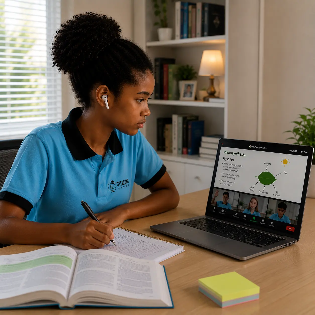 Student attending a live online GCSE group class with Sterling Study